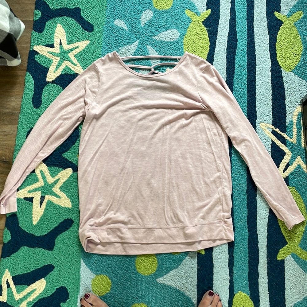Criss cross open back long sleeve T-shirt